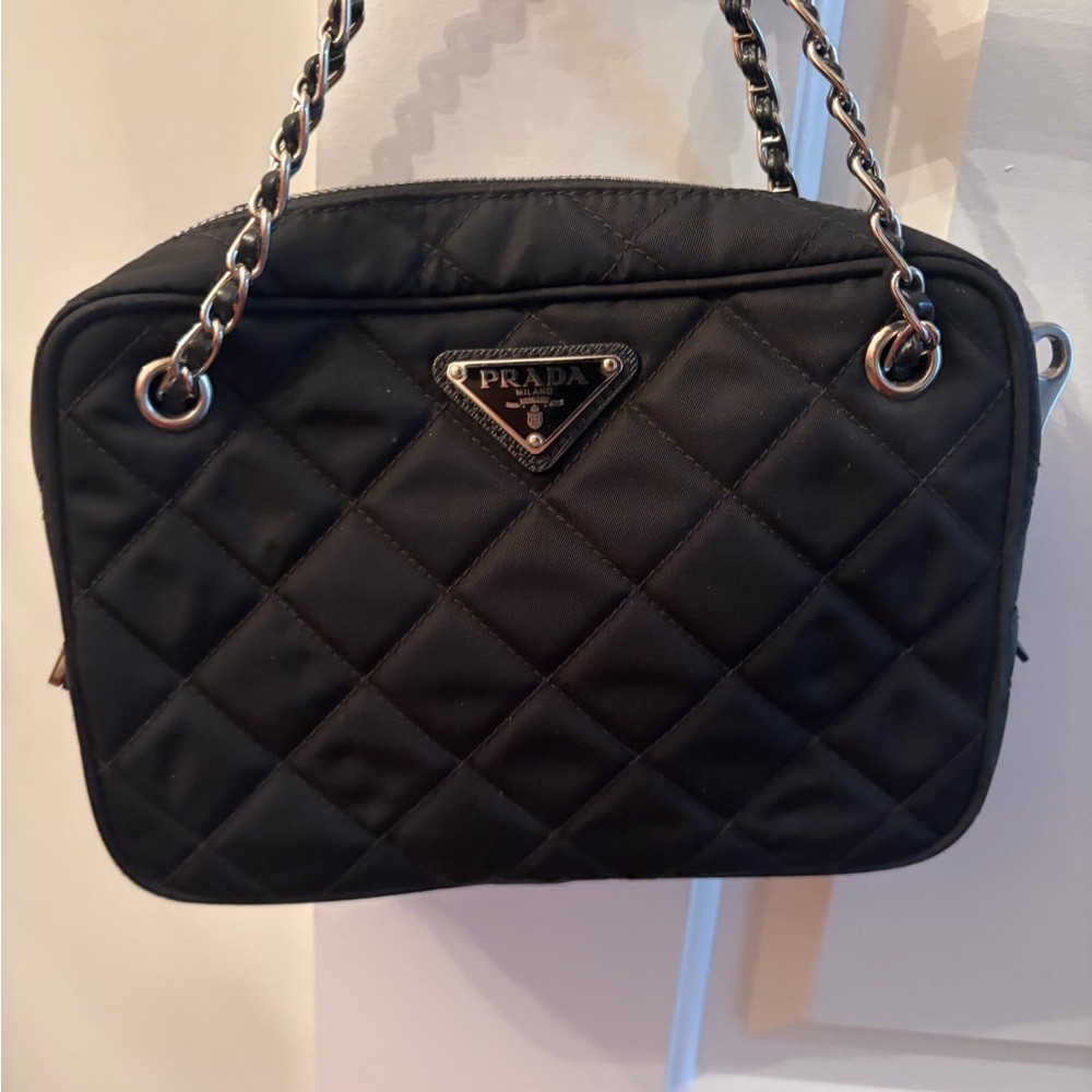 Prada Black Quilted Shoulder Bag with Chain Detail - Picture 5 of 8